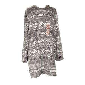 Berkley Jensen Gray Fair Isle Hooded Pullover Sweater Dress Womens Size M